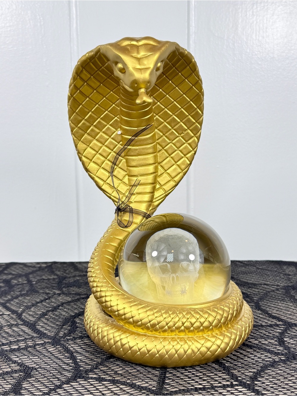 NEW Cobra Skeleton Crystal Ball Halloween Decor